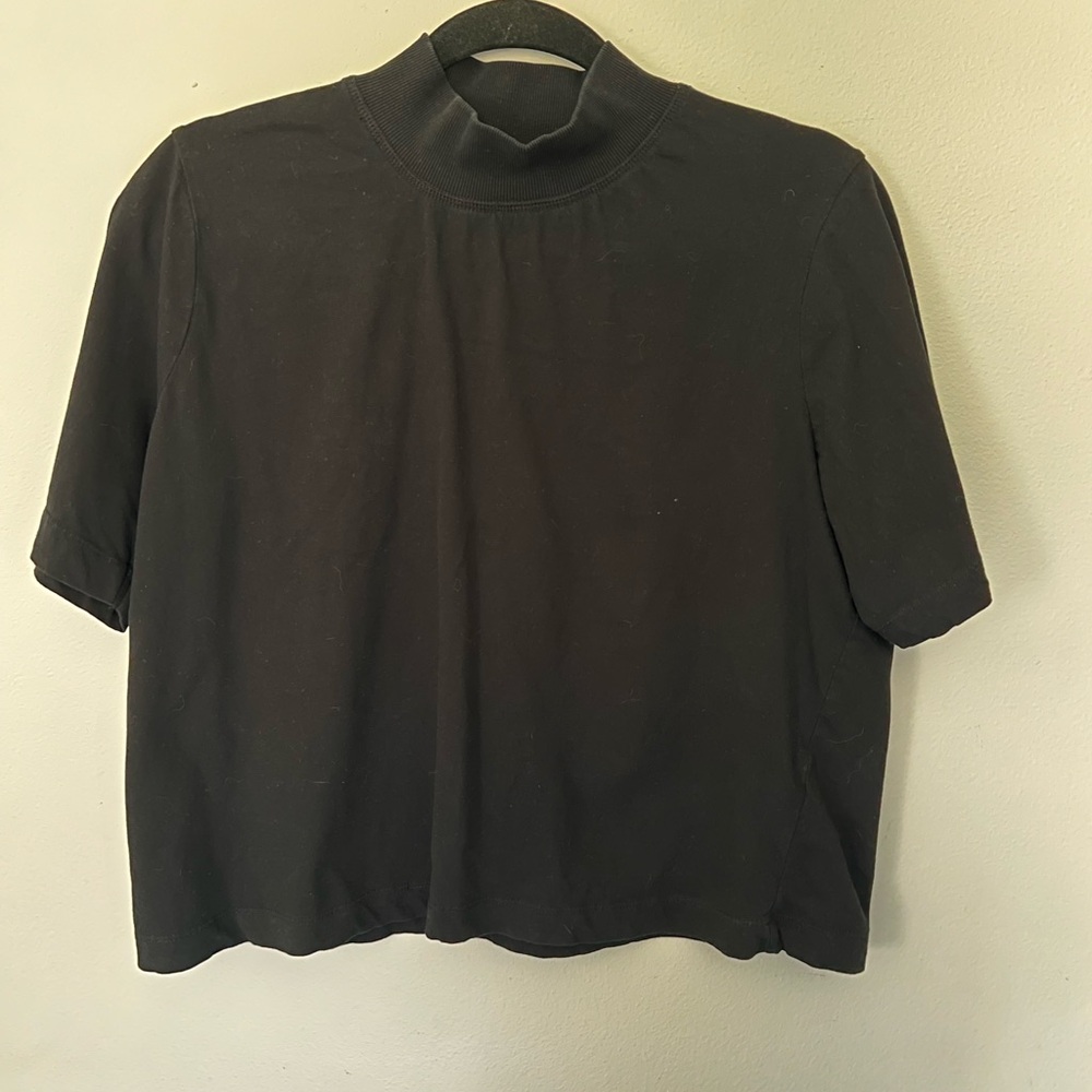 Zara 100% Cotton Short Sleeved Turtleneck Tee Size XL